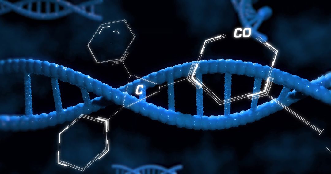 Futuristic DNA Sequence with Molecular Structure Elements