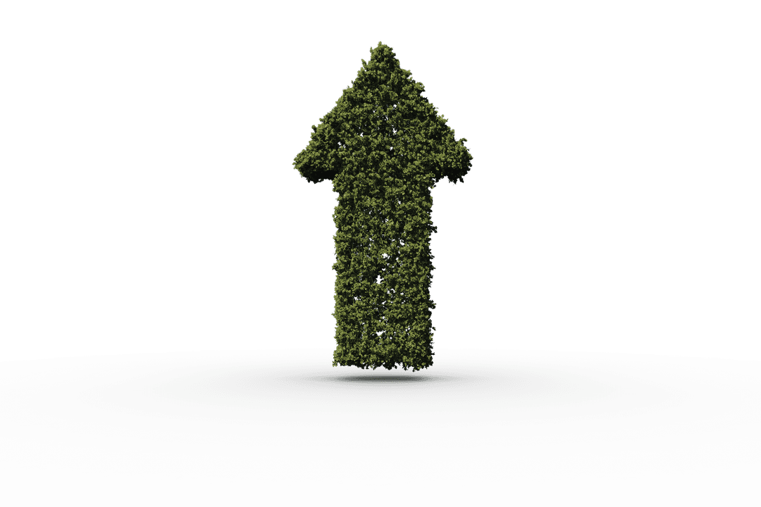 Grass-Covered Upward Arrow on Transparent Background