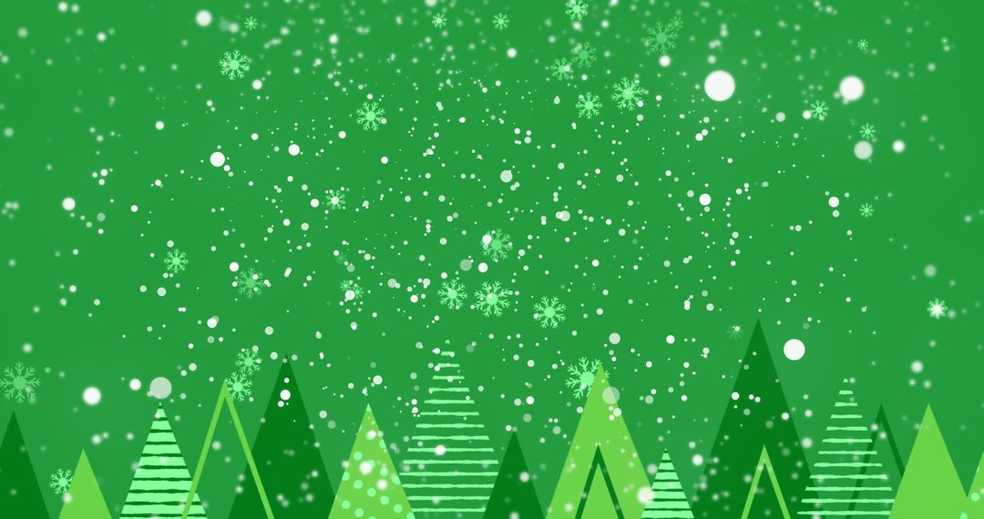 Festive Winter Scene with Falling Snow and Pine Trees