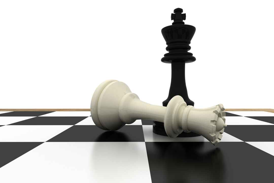 Chess transparent with black king standing over fallen white queen - Download Free Stock Images Pikwizard.com