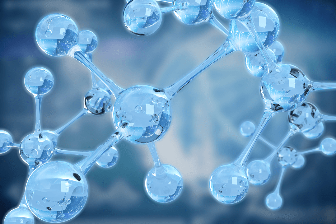 Transparent Molecular Structure on Blue Background