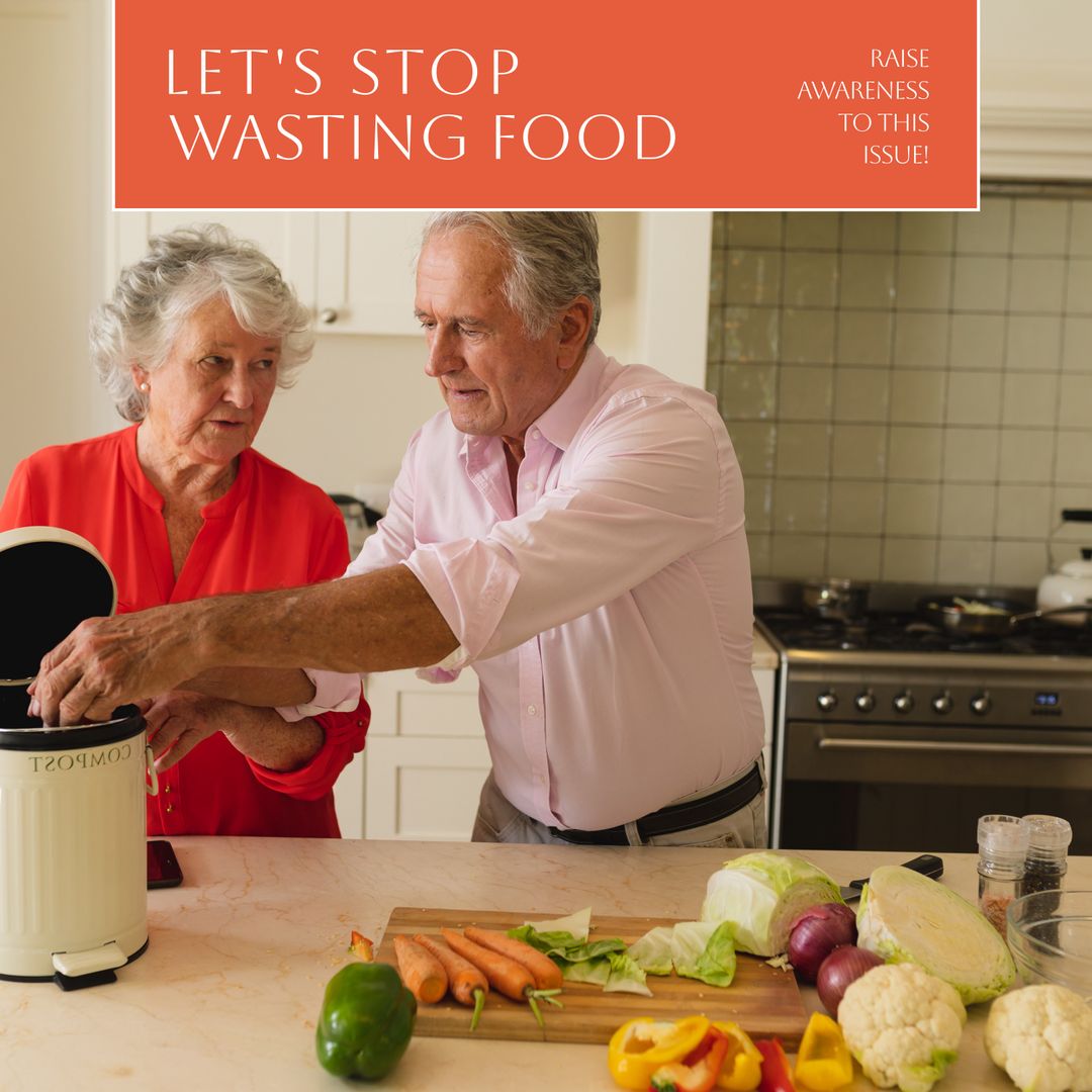 Senior Couple Engaging in Food Waste Awareness Campaign