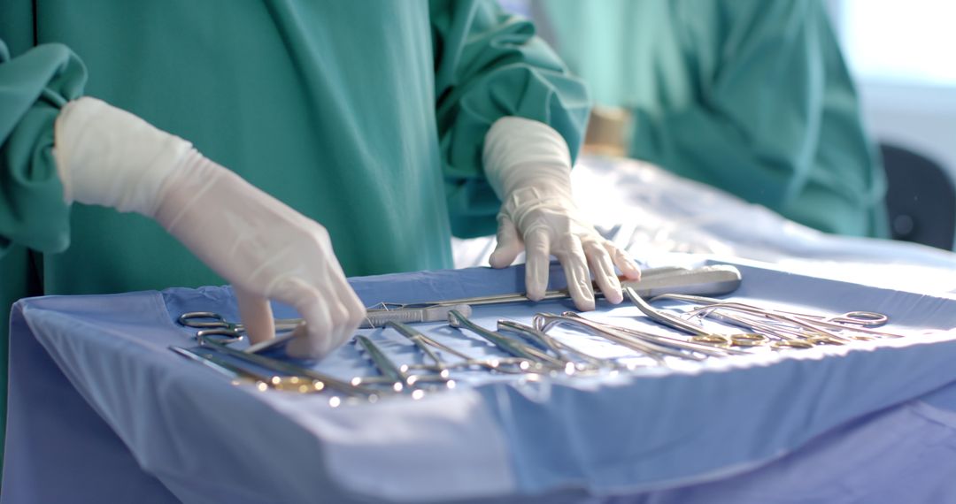 Surgeon Prepares Surgical Instruments in Operating Room