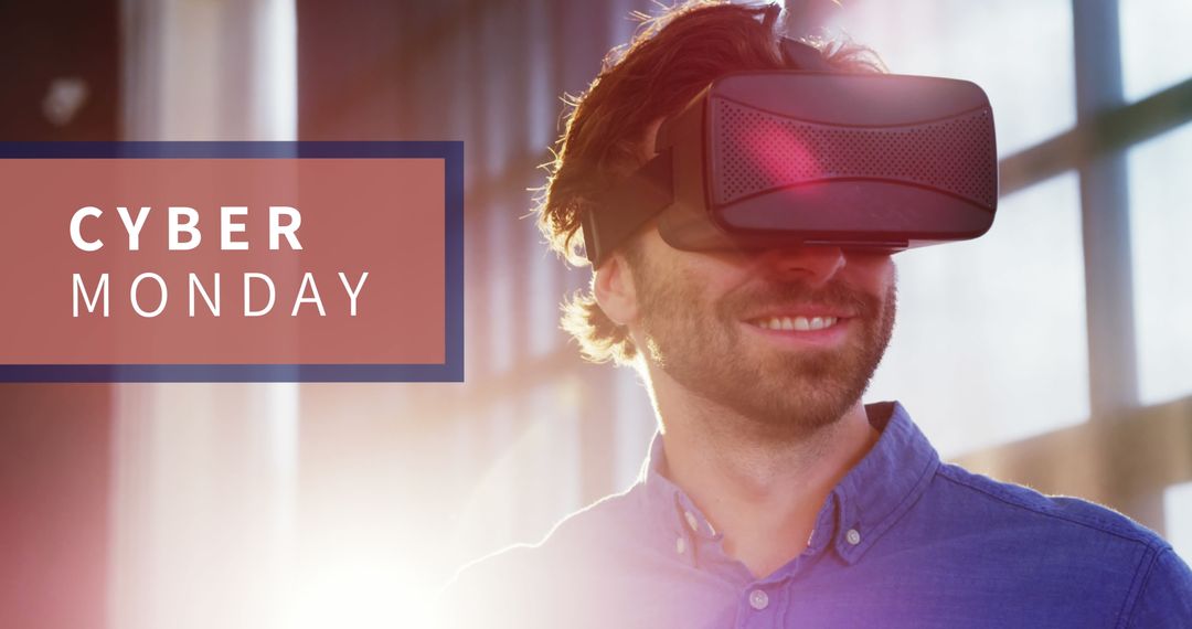 Excited Shopper Enjoying Virtual Reality on Cyber Monday