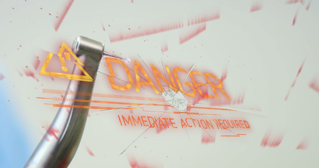 Digital Warning Overlay on Dental Drill in Medical Concept