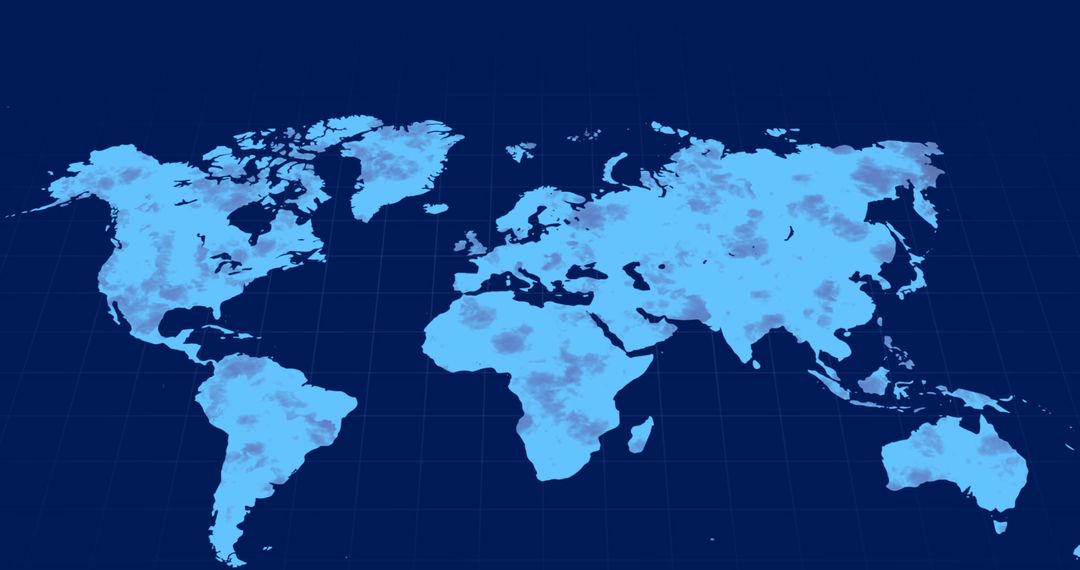 Digital Blue World Map with Network Grid Patterns