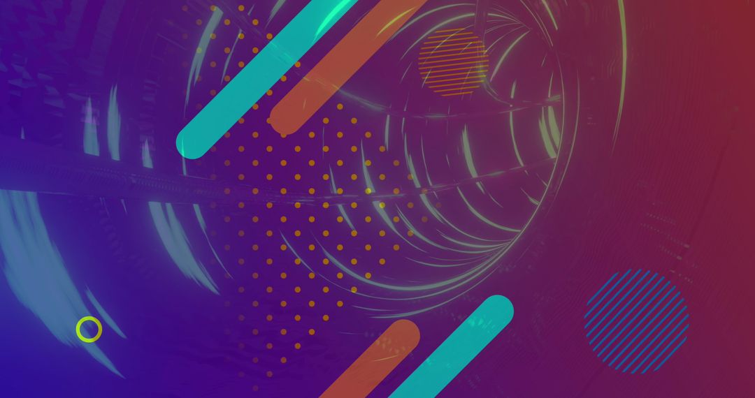 Abstract Digital Tunnel with Vibrant Lines and Dots