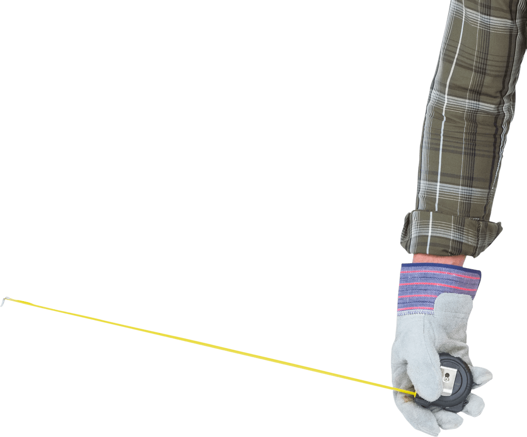 Repairman Arm with Measuring Tape on Transparent Background