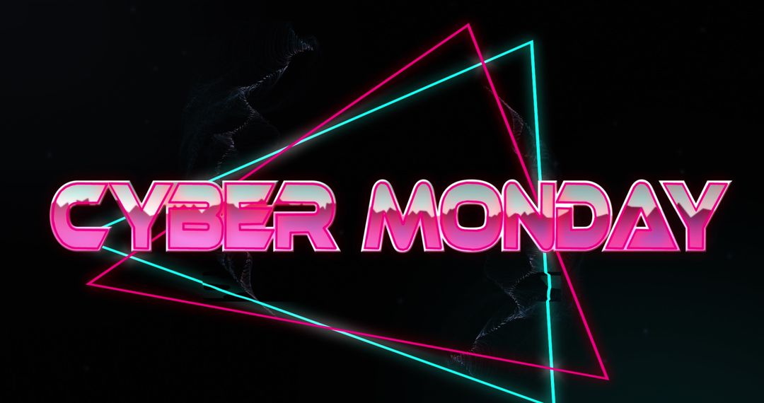 Cyber Monday Retro Neon Theme with Geometric Shapes