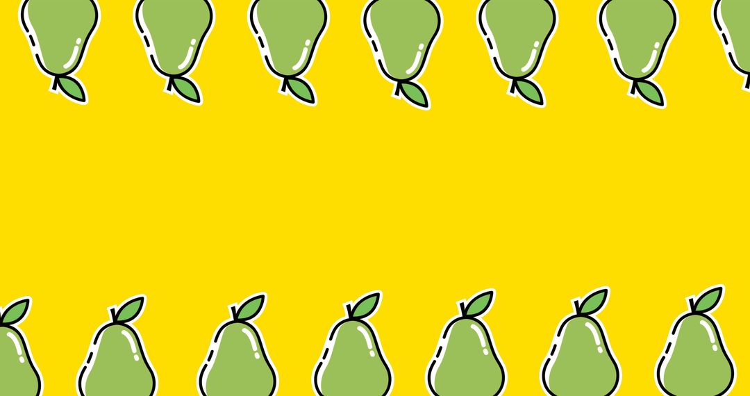 Pattern of Pears on Yellow Background with Copy Space