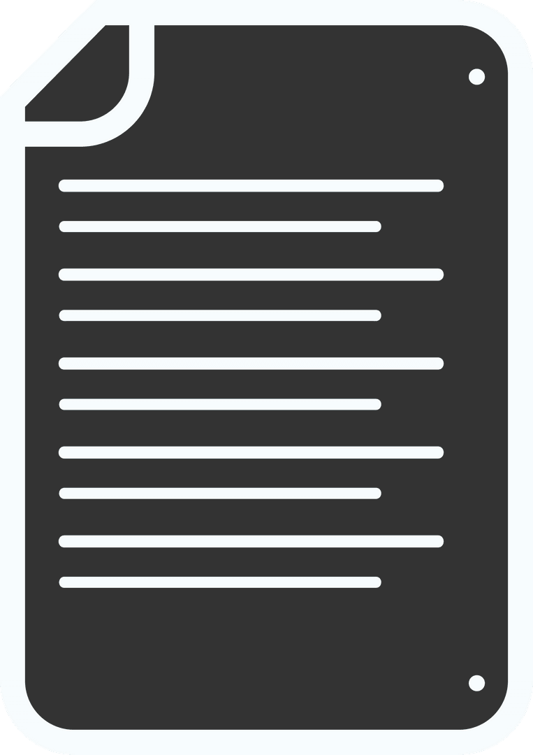 Black Sheet of Paper Icon on Transparent Background