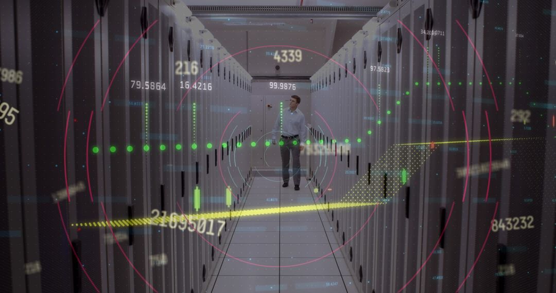 Digital Interface Overlay Computer Servers in Futuristic Data Center