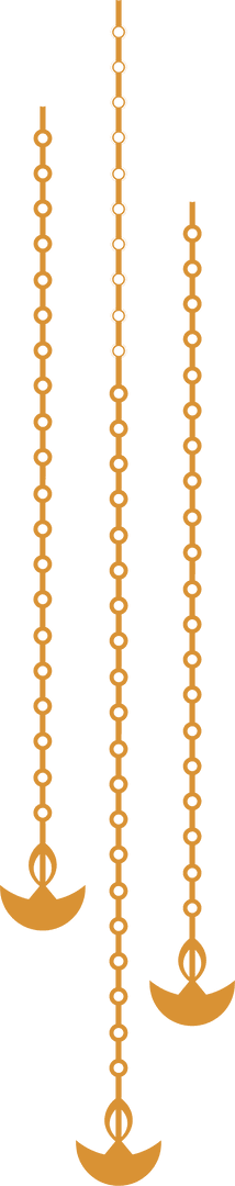 Elegant Gold Beaded Chains with Crescent Pendants on Transparent Background