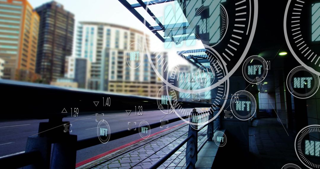 Holographic NFT Icons Displayed on Urban Transit Platform