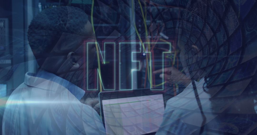 Diverse Engineers Analyzing NFT Data in Server Room