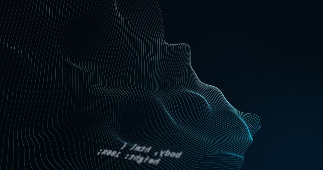 Abstract Digital Waves with White Lines on Dark Background