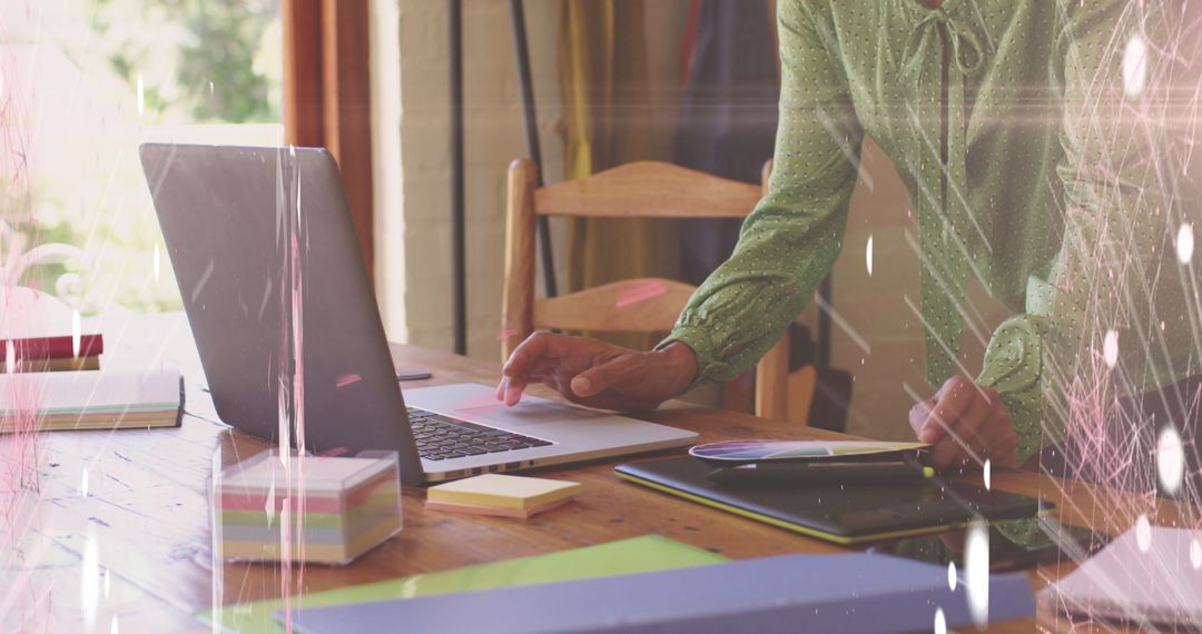Businesswoman Engaging with Global Networking Technology Interface