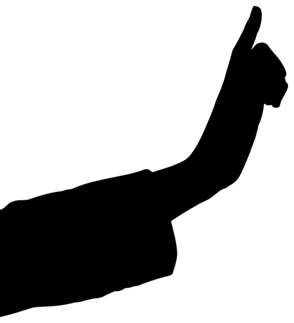 Transparent Silhouette of Pointing Hand on Interface Concept