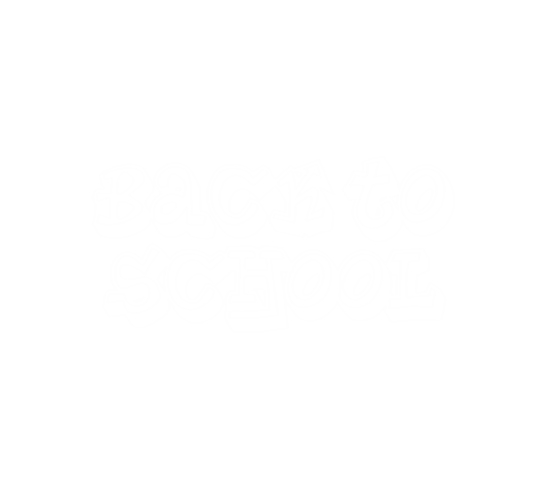 White Back to School Text Art on Transparent Background