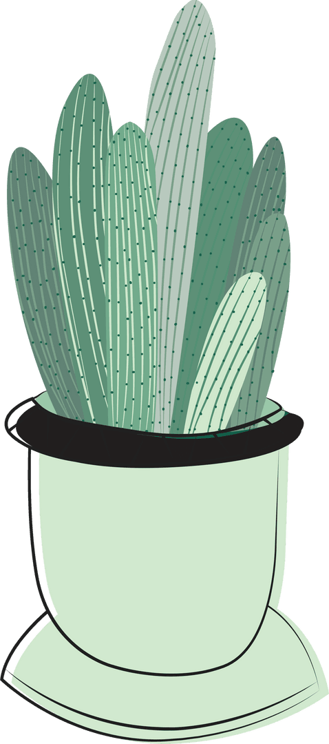 Cactus In Pot Digital Illustration with Transparent Background