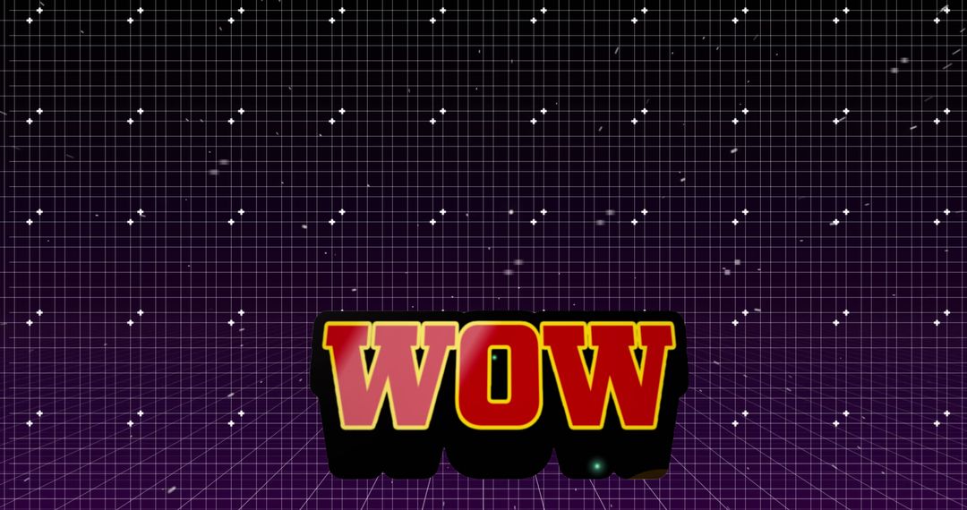 Retro WOW Text on Abstract Grid and Dots Background