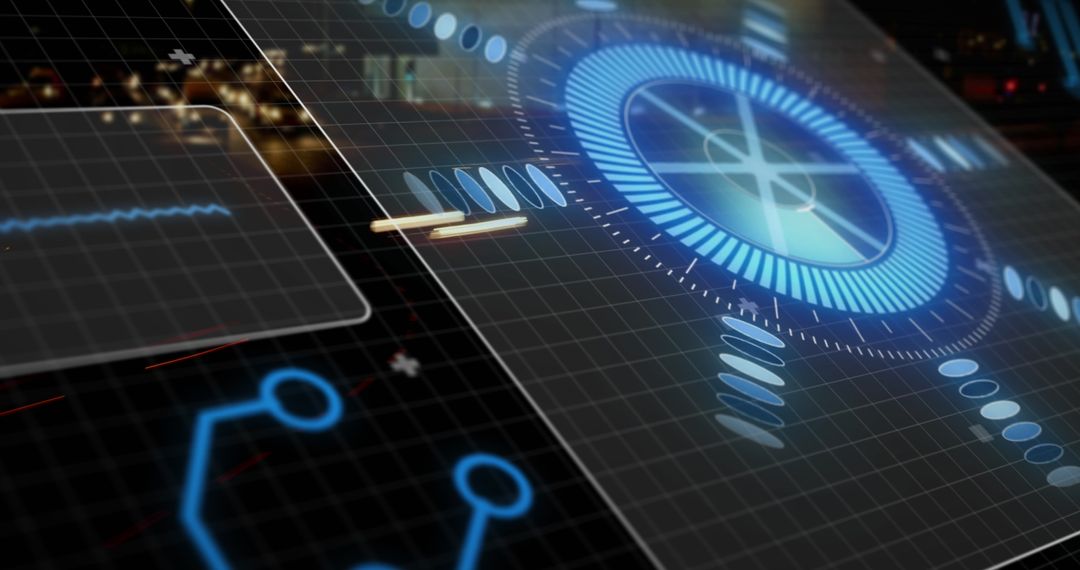 Futuristic Digital Processing Circle on Interactive Interface