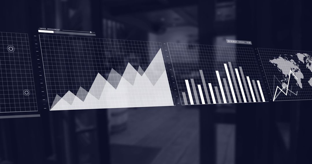 Digital Data Graphs on Coffee Shop Windows