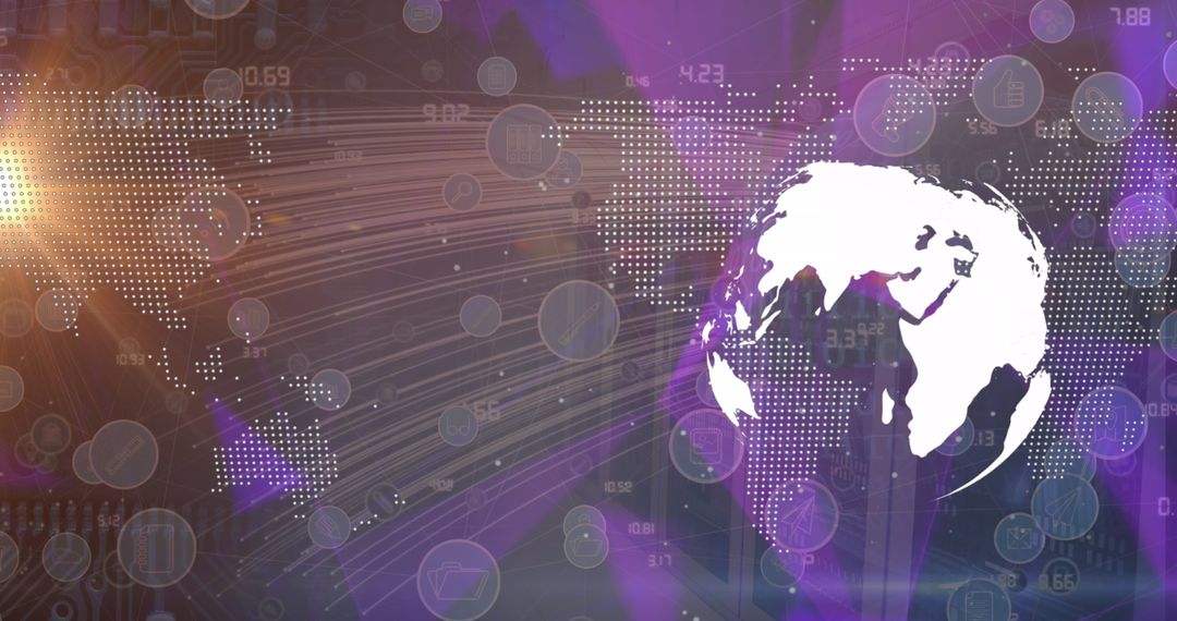 Abstract Global Connectivity with Digital Data World Map