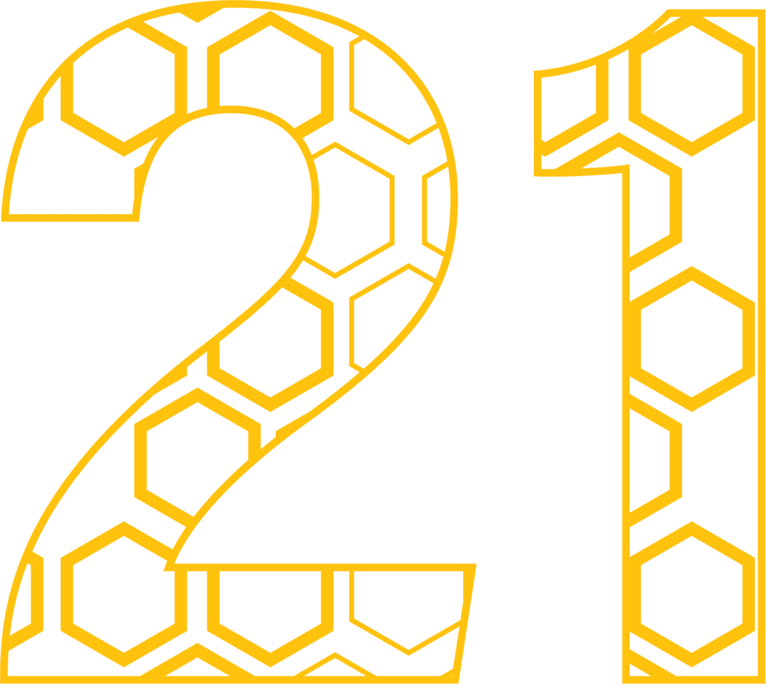 Geometric Number 21 Graphic on Transparent Background