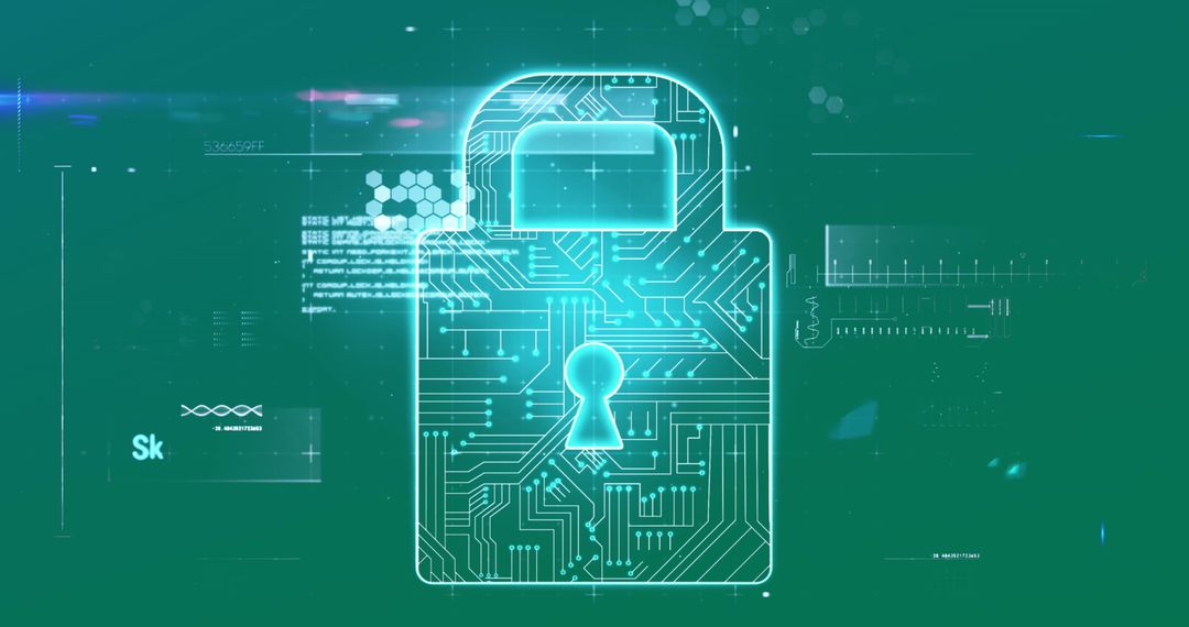 Futuristic Digital Padlock Illustration for Cybersecurity