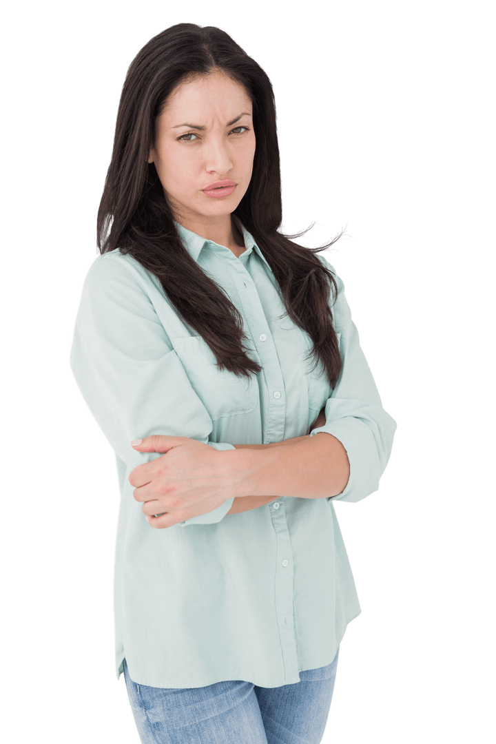Serious Woman with Arm Crossed, Transparent Background