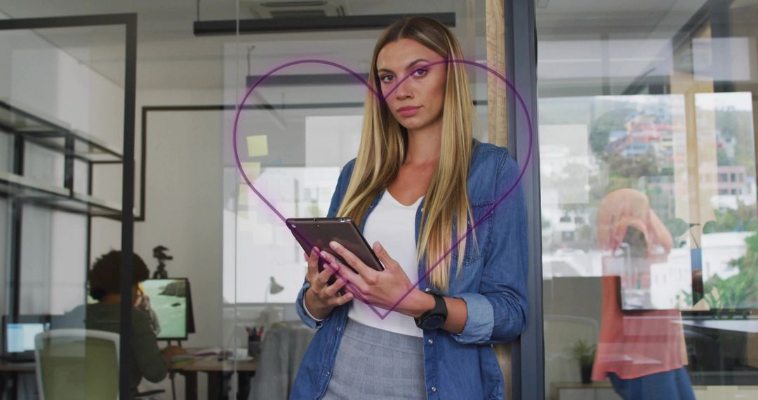Confident Woman with Tablet in Modern Office