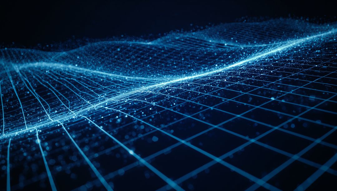 Futuristic Blue Digital Grid and Data Points Highlighting Innovation
