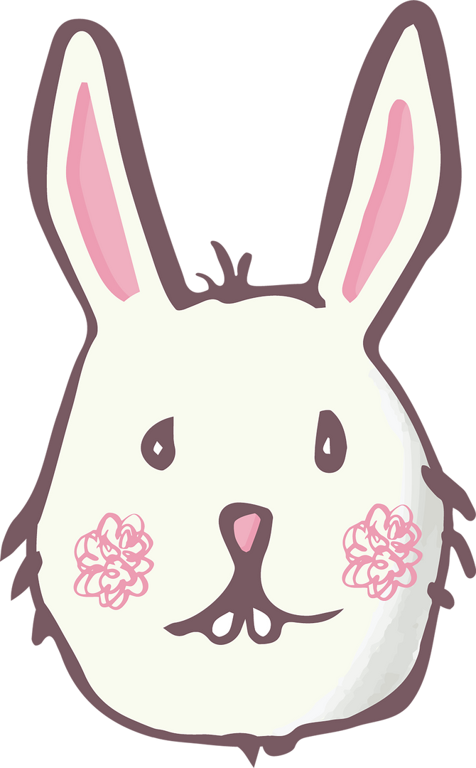 Cute Beige and Pink Bunny Head Vector on Transparent Background - Download Free Stock Images Pikwizard.com