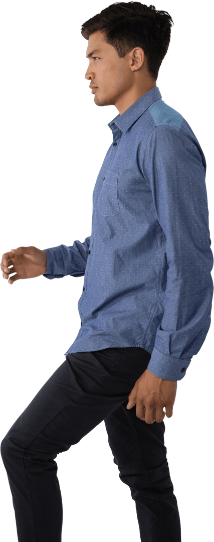 Transparent Side Profile of Businessman in Motion