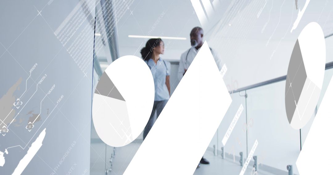 Analyzing Data Trends Walking Office Hallway