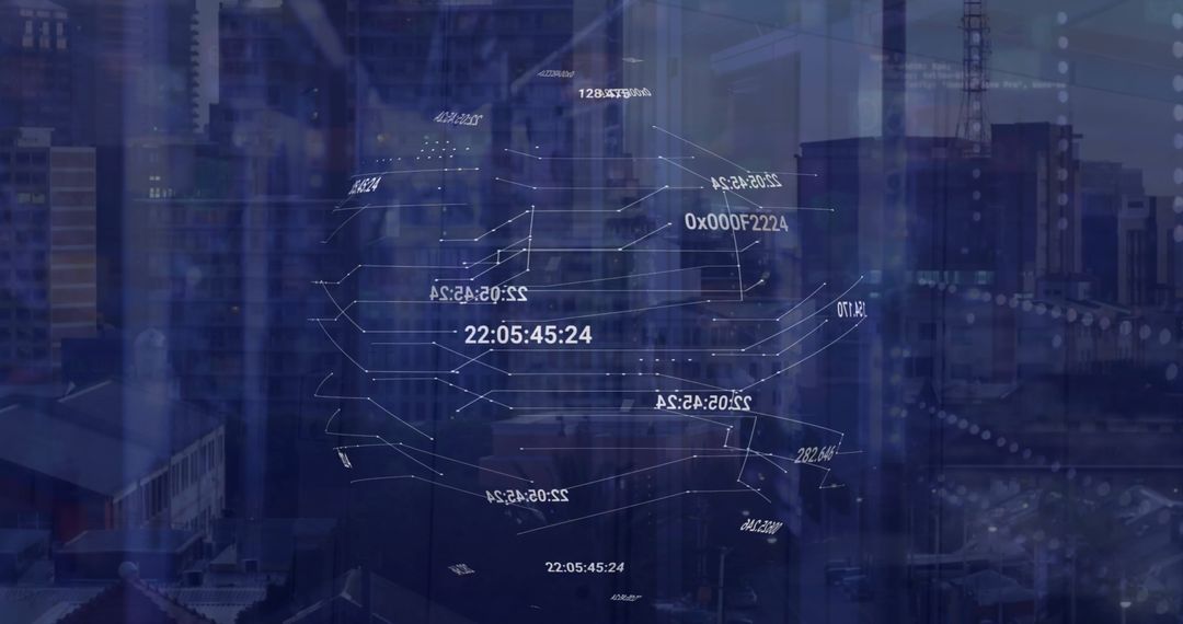 Global Data Network Superimposed on Urban Skyline