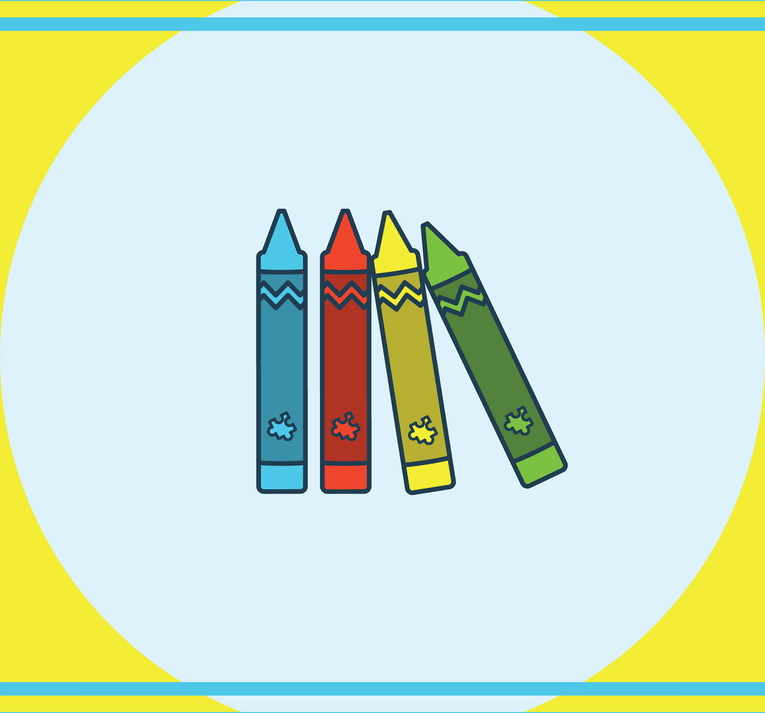 Colorful Crayons Illustration on Transparent Circle