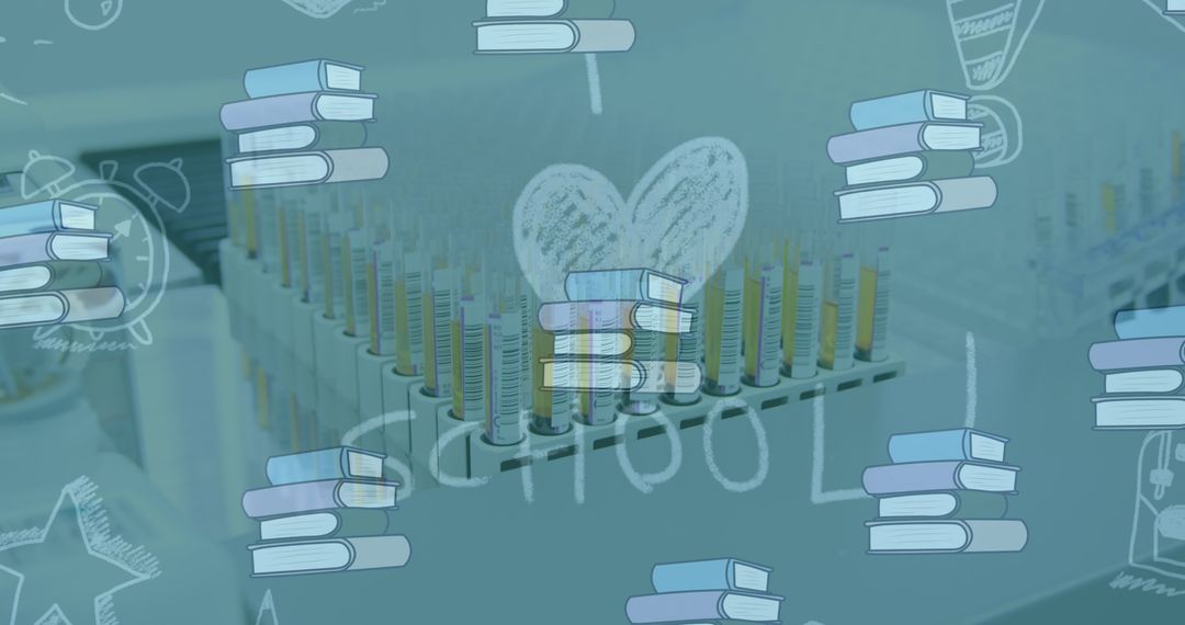 Education and Science Concept with Heart and Books in Lab