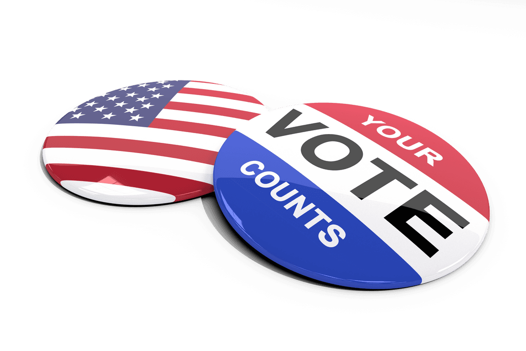 Vote Campaign Buttons on Transparent Background for Patriotic Design