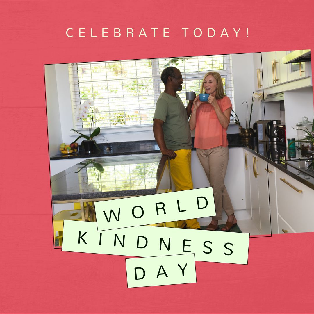 Diverse Couple Celebrating World Kindness Day in Modern Kitchen - Download Free Stock Templates Pikwizard.com