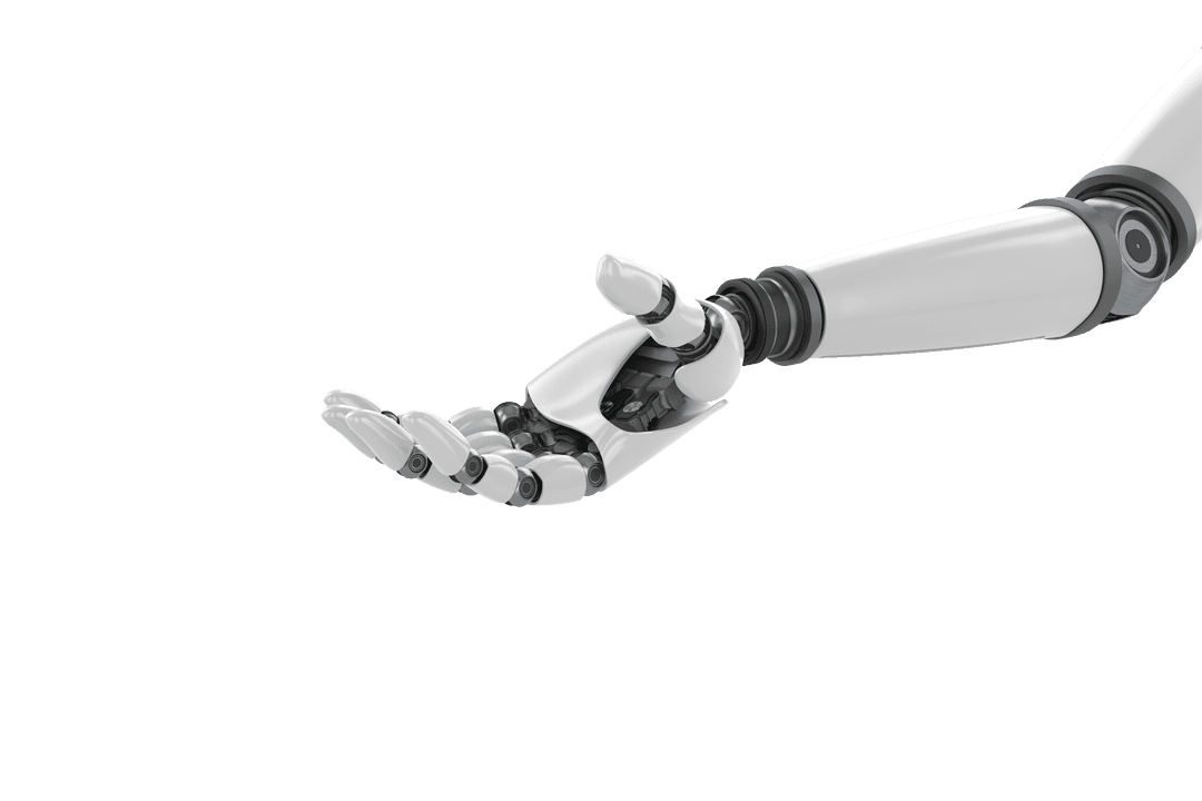 Transparent White Robotic Hand with Open Gesture