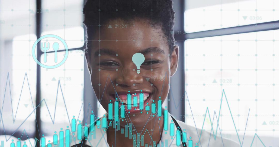 Smiling Doctor with Digital Medical Interface in Modern Clinic