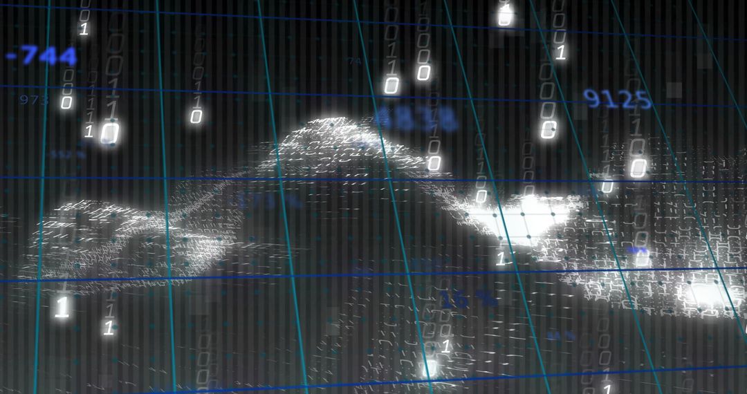 Cascading Digital Binary Streams in Futuristic Data Visualization