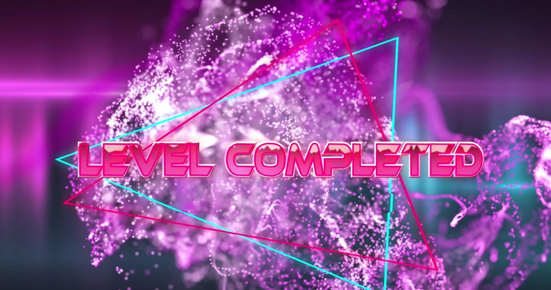 Level Completed Notification on Vibrant Neon Background