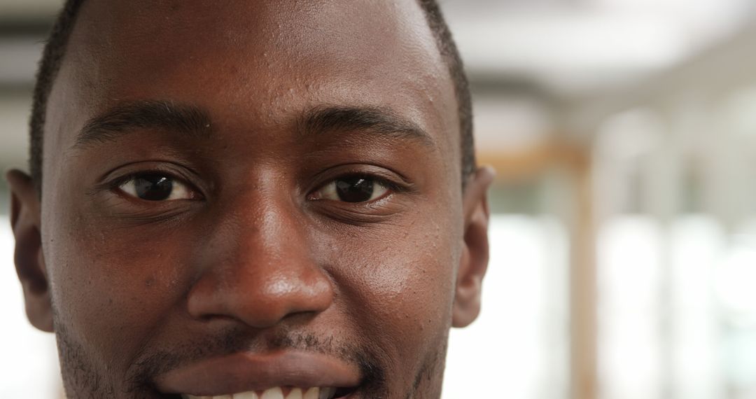Close-Up of Smiling African American Man with Copy Space