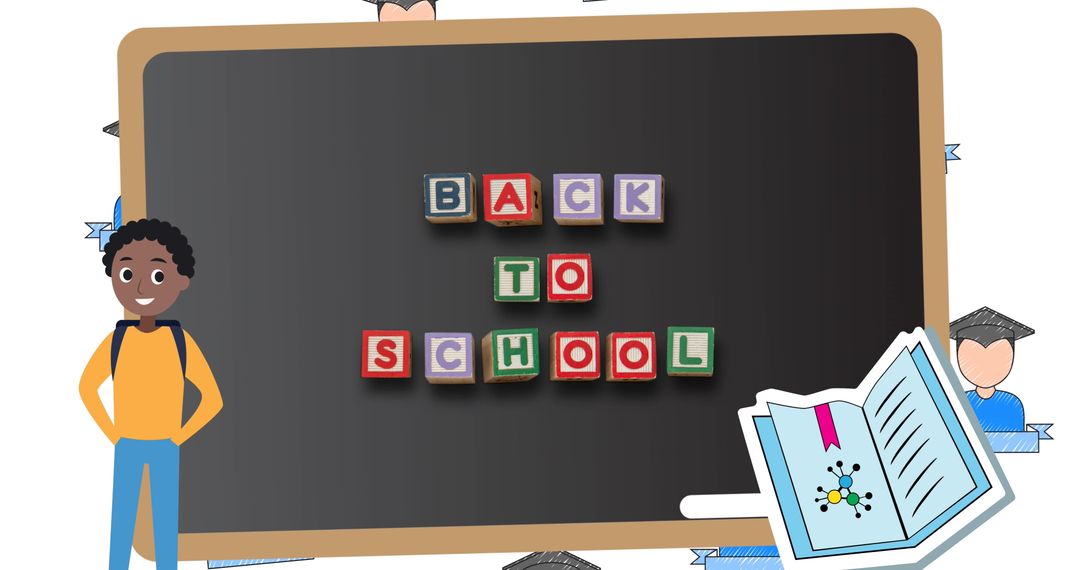 Back to School Blackboard with Diverse Elements