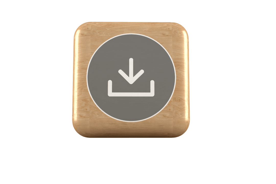 Transparent Wooden Cube with Download Icon Illustration
