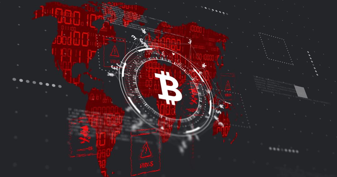 Bitcoin Symbol with Global Data Visualization