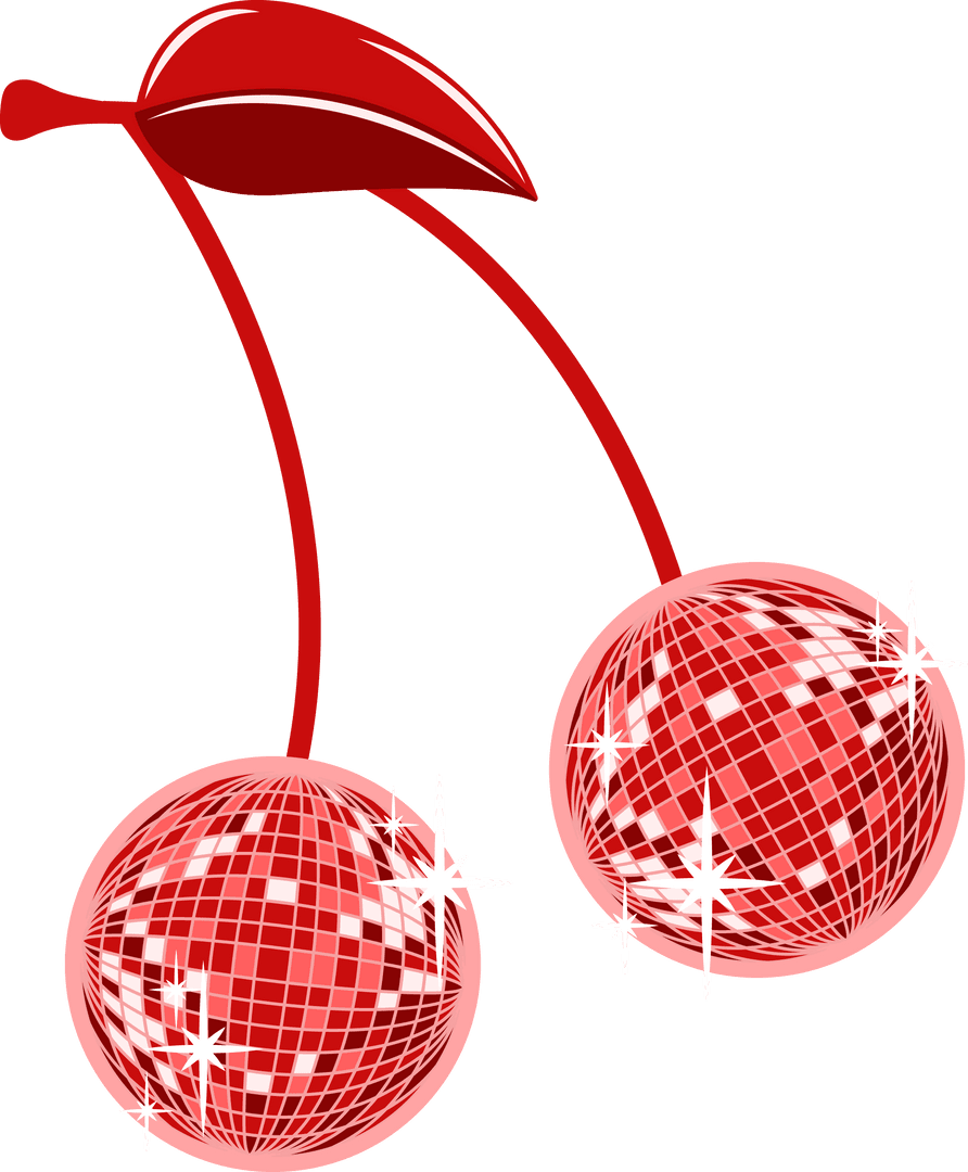 Disco Ball Cherry Icon on Transparent Background
